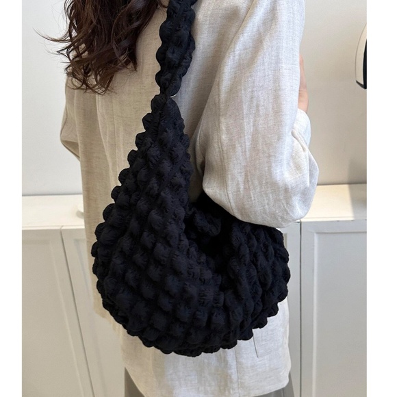 Minimalist Quilted Puffer Medium Size Shoulder Crossbody Bag Set - Picture 1 of 14